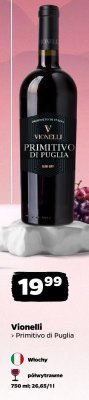 Wino Vionelli Primitivo di Puglia półwytrawne 750ml promocja w Netto