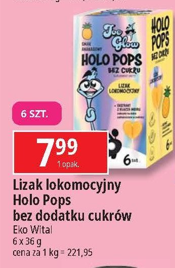 Lizak holo pops bez cukru Ekowital promocja