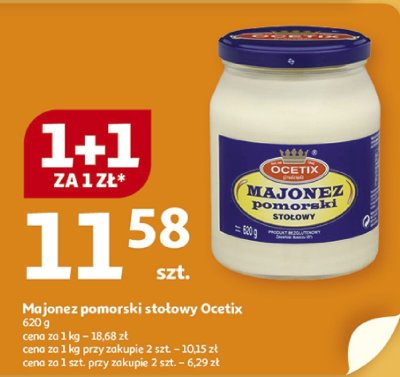 Majonez pomorski stołowy Ocetix 620g promocja w Auchan