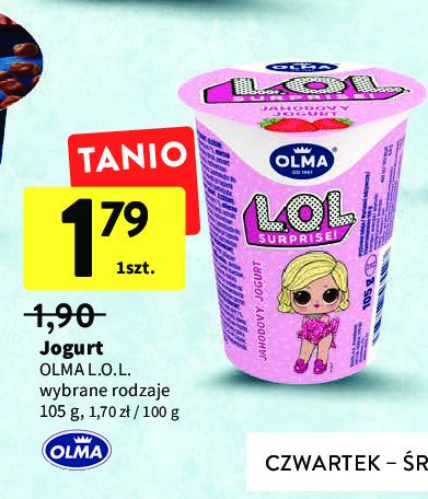 Jogurt lol surprise truskawka Olma promocje