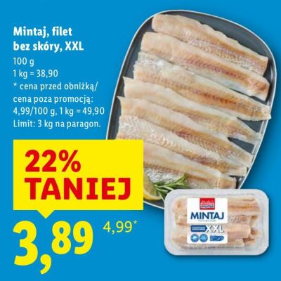 Mintaj filet bez skóry, XXL promocja w Lidl