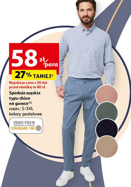 Spodnie męskie chino rozm. s-3xl Auchan inextenso promocja