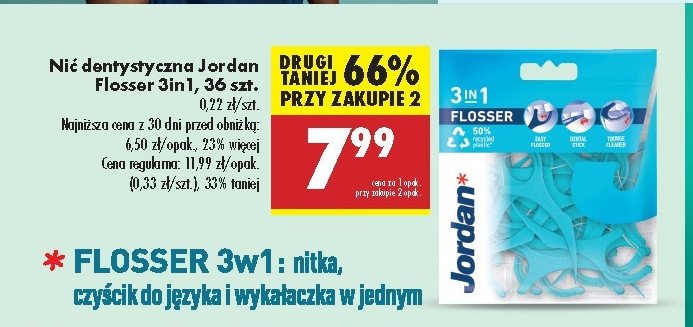 Nić wykałaczka i czyścik do języka Jordan 3-in-1 flosser promocja