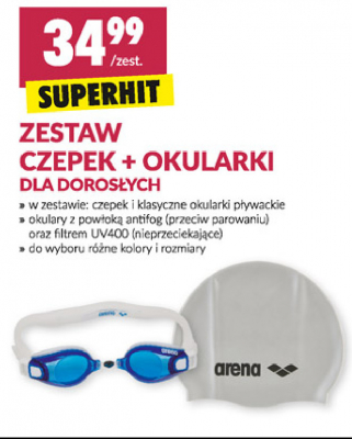 Czepek + okulary do pływania dla dorosłych Arena promocja