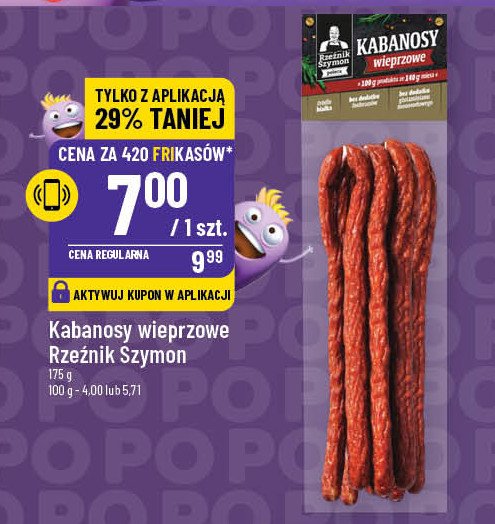 Kabanosy wieprzowe Rzeźnik szymon poleca promocja w POLOmarket