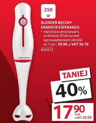 Blender ręczny EKMON1R ESPERANZA promocja w Selgros