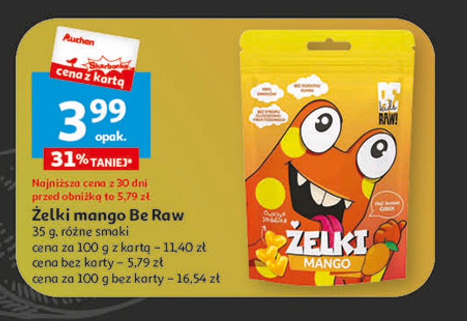 Żelki o smaku mango Be raw! promocja