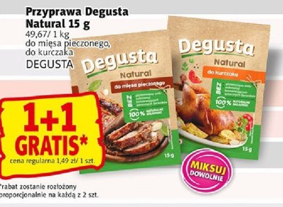Przyprawa Degusta Natural 15 g do mięsa pieczonego, do kurczaka DEGUSTA promocja w Prim Market