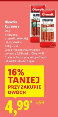Kabanosy myśliwskie promocja w Lidl