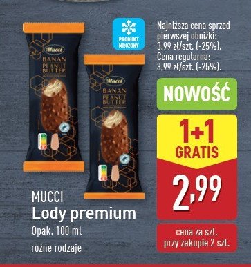Lód banan peanut butter Mucci promocja w Aldi