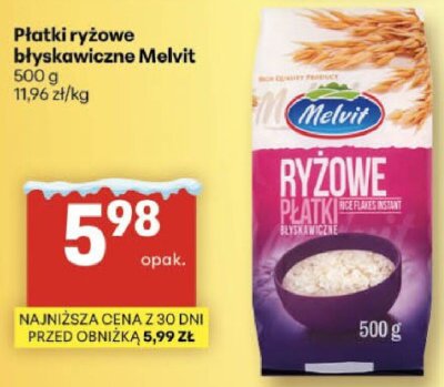 Płatki ryżowe błyskawiczne Melvit 500 g promocja w Delikatesy Centrum