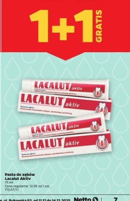 Pasta do zębów Aktiv 75 ml 1+1 GRATIS promocja w Netto