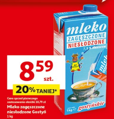 Mleko zagęszczone niesłodzone Gostyń, 1 kg promocja w Auchan