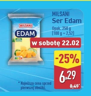 Ser edam w kawałku Milsani promocja w Aldi