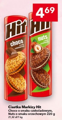 Ciastka Markizy Hit Choco o smaku czekoladowym, Nuts o smaku orzechowym 220 g promocja w LEWIATAN