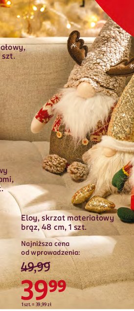 Skrzat materiałowy 48 cm brązowy Eloy promocja w Rossmann