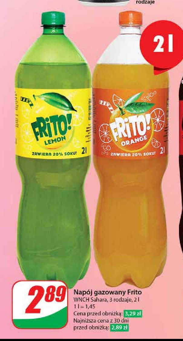 Napoj orange FRITO! promocja w Dino