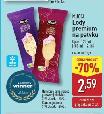Lody czarna porzeczka kokos Mucci promocja