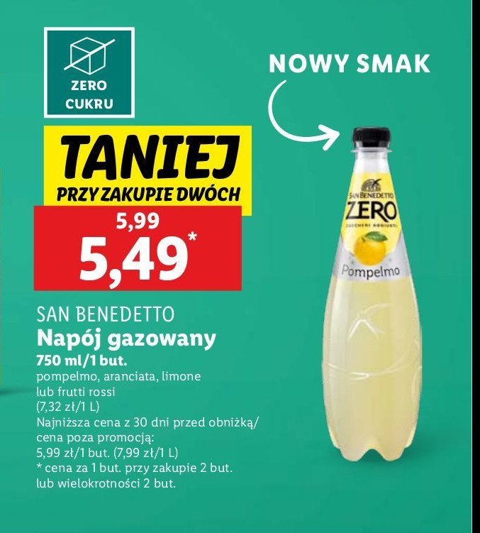 Napój aranciata San benedetto zero promocja w Lidl