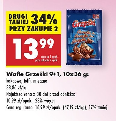 Wafelek mleczny Grześki promocja