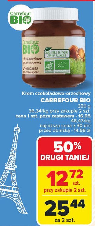 Krem z orzechów laskowych Carrefour bio promocja w Carrefour Market