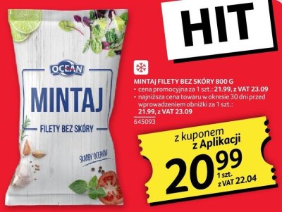 Filety mintaj bez skóry Ocean 800g promocja w Selgros