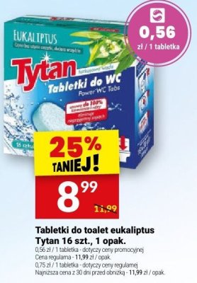 Tabletki do toalet eukaliptus Tytan 16 szt., 1 opak. promocja w Twój Market