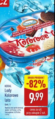 Lody 艣mietankowo-truskawkowo-czekoladowe Koral kolorowe lato promocja
