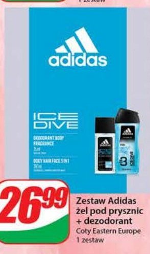 Zestaw w pudełku ice dive dezodorant 150 ml + dezodorant atomizer 75 ml ADIDAS ZESTAW Adidas cosmetics promocja