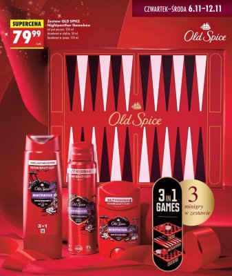 Zestaw OLD SPICE Nightpanther Gamebox żel pod prysznic, dezodorant w sztyfcie, dezodorant w sprayu promocja w Biedronka