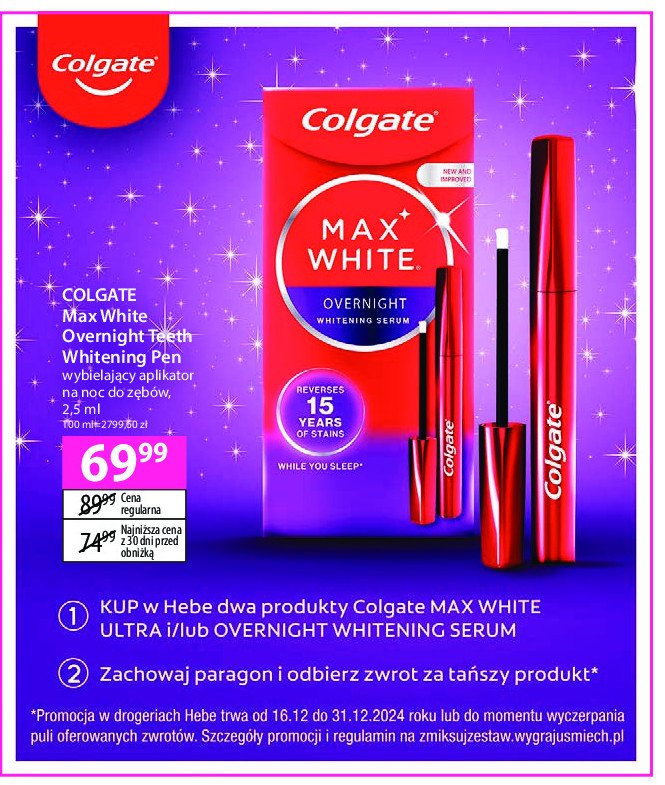 Aplikator na noc Colgate max white promocja w Hebe