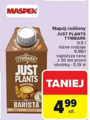 Napój roślinny JUST PLANTS TYMBARK promocja w Carrefour Market
