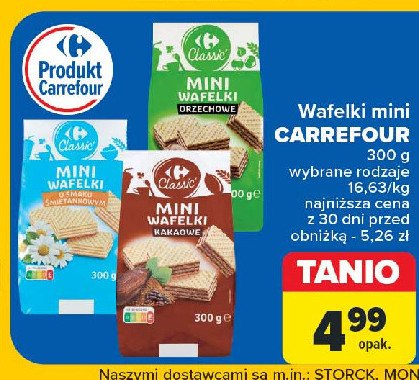 Mini wafelki kakaowe Carrefour classic promocja