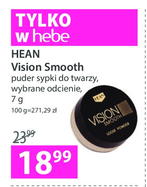 Puder do twarzy sypki 600 Hean vision smooth Hean cosmetics promocja
