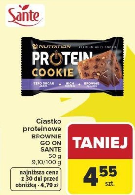 Ciastko proteinowe BROWNIE GO ON SANTE promocja w Carrefour Market
