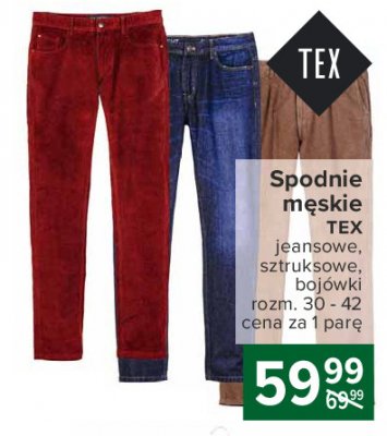 Spodnie męskie sztruksowe 30-42 cm Tex promocja