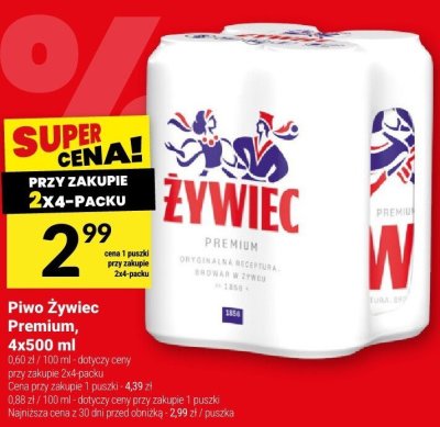Piwo Żywiec Premium, 4x500 ml promocja w Twój Market