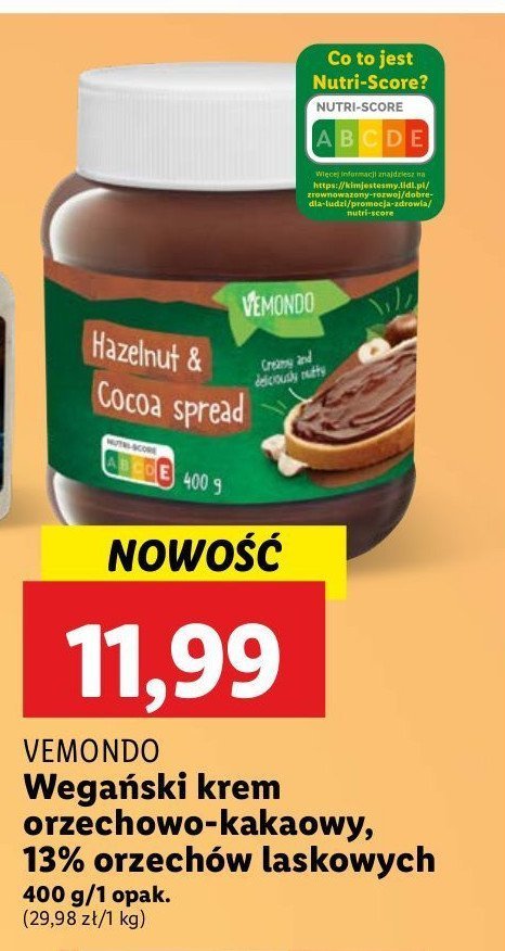 Krem orzechowo-kakaowy Vemondo promocja