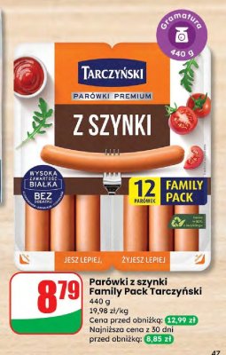 Parówki z szynki Family Pack  promocja w Dino