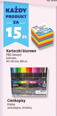 Karteczki biurowe PBS Connect kolorowe 90x90mm 800szt promocja w Leclerc