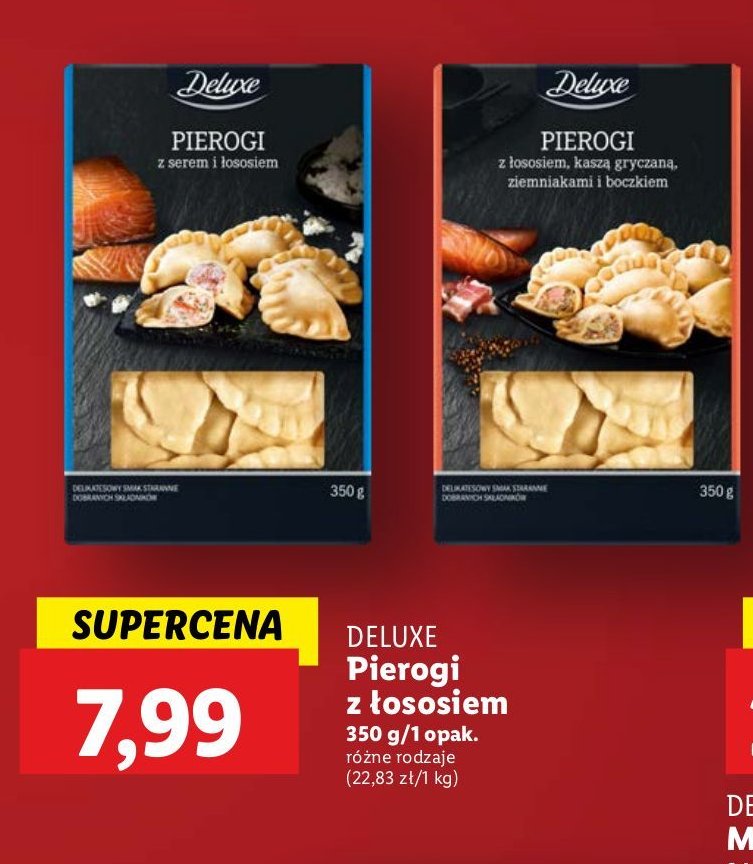 Pierogi z łososiem i serem Deluxe promocja w Lidl