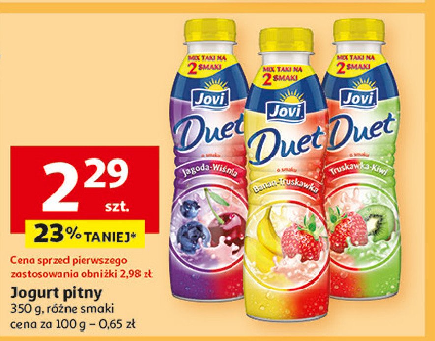 Jogurt malina-czerwona porzeczka Jovi duet promocja w Auchan