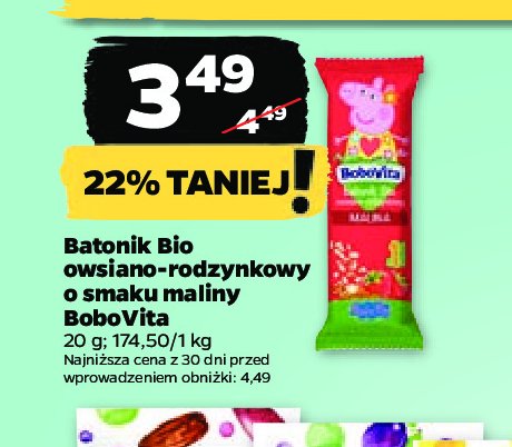 Batonik owsiany rodzynkowo-malinowy Bobovita promocja