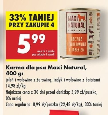 Karma dla psa indyk i wo艂owina z batatami Maxi natural promocja