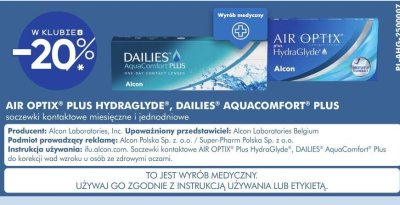 Air Optix Plus Hydraglyde, Dailies Aquacomfort Plus soczewki kontaktowe miesięczne i jednodniowe promocja w Super-Pharm