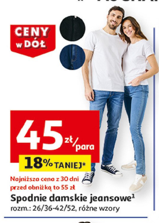 Spodnie damskie jeansowe 26/36-42/52 Auchan inextenso promocja