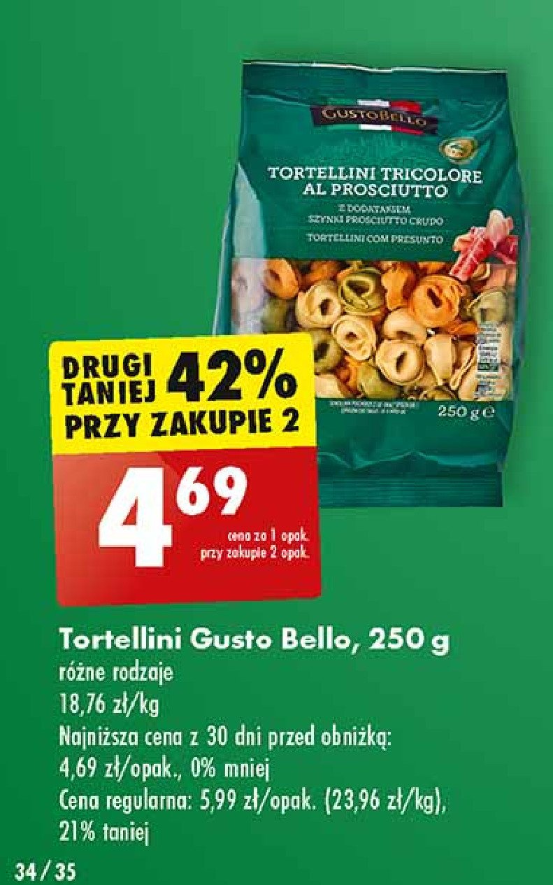Tortelloni z szynką prosciutto crudo Gustobello promocja