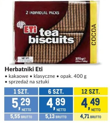 Herbatniki Eti kakaowe, klasyczne promocja w Makro