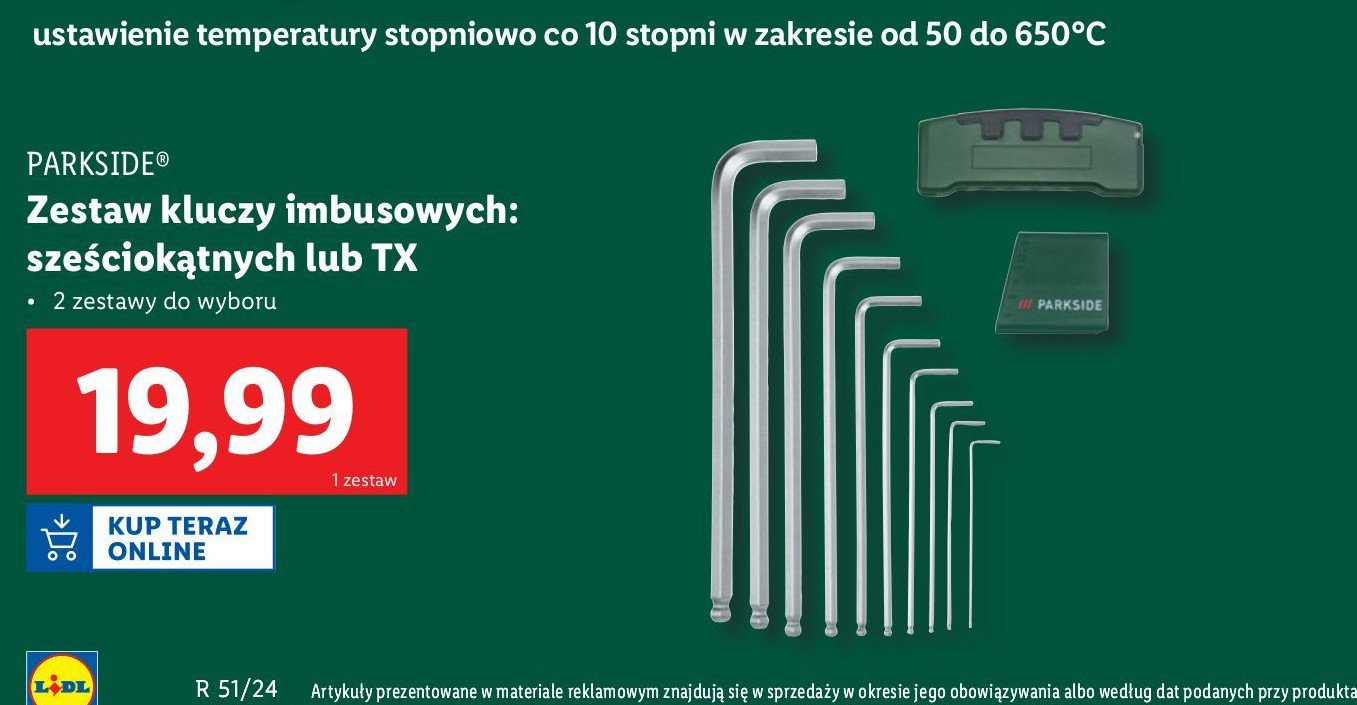 Zestaw kluczy imbusowych Parkside promocja