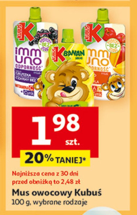 Mus malina-dzika róża-acerola Kubuś immuno odporność promocja w Auchan